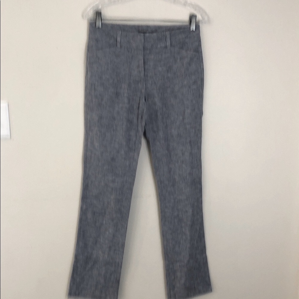 7th Avenue Design Studio gray linen blend trousers front pockets straight leg 0